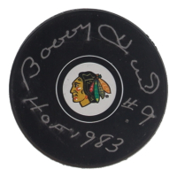 Bobby Hull Signed Blackhawks Logo Hockey Puck Inscribed "HOF 1983" (Fanatics) at PristineAuction.com