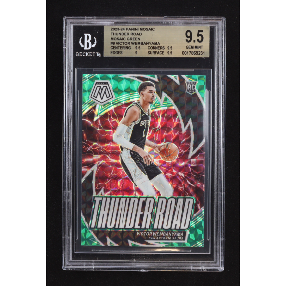 Victor Wembanyama 2023-24 Panini Mosaic Thunder Road Mosaic Green #8 RC (BGS 9.5) at PristineAuction.com