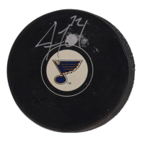 Justin Faulk Signed Blues Logo Hockey Puck (Fanatics) at PristineAuction.com