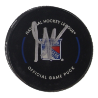Gabe Perreault Signed Rangers Logo Hockey Puck (Fanatics) at PristineAuction.com