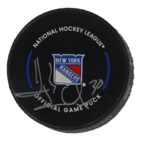 Henrik Lundqvist Signed Rangers Logo Hockey Puck (Fanatics) at PristineAuction.com