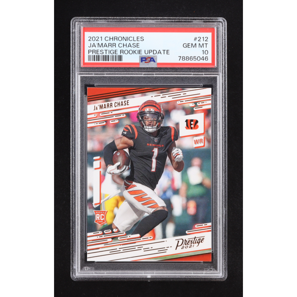 Ja'Marr Chase 2021 Panini Chronicles Prestige Rookies Update #212 RC (PSA 10) at PristineAuction.com