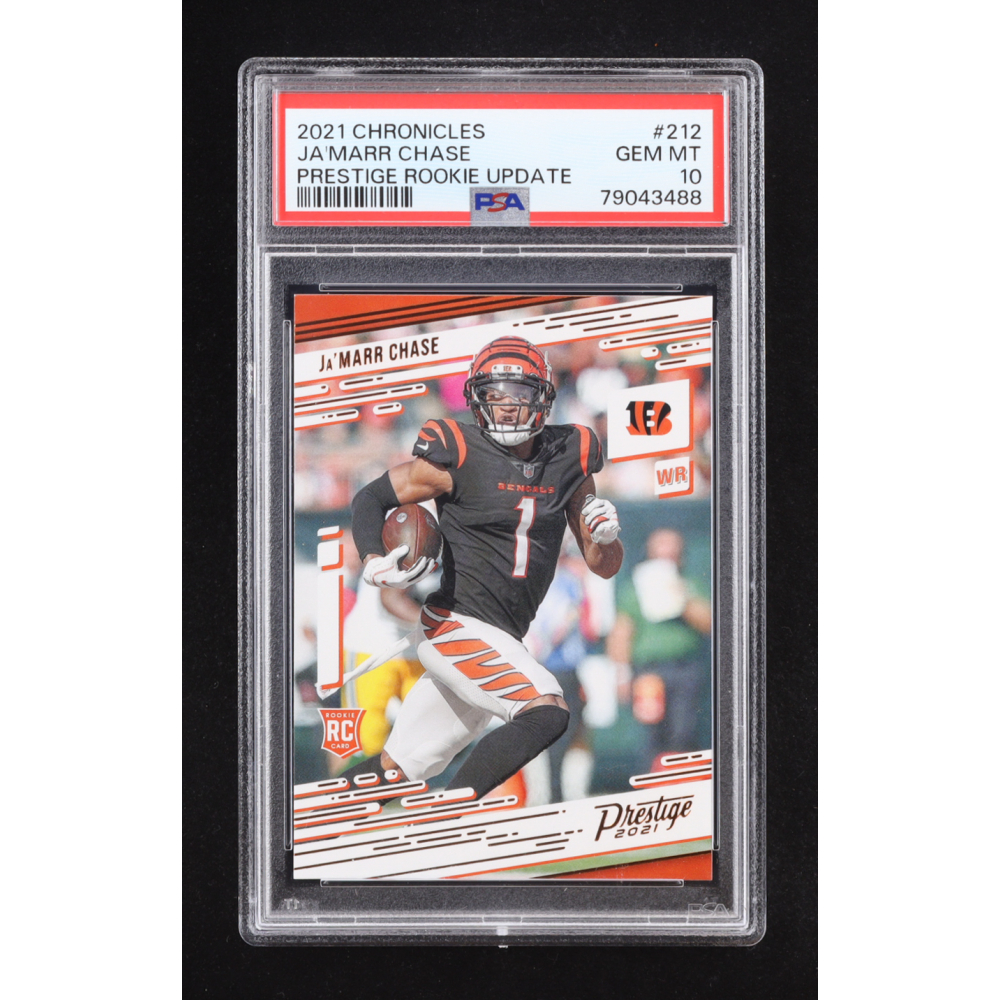 Ja'Marr Chase 2021 Panini Chronicles Prestige Rookies Update #212 RC (PSA 10) at PristineAuction.com