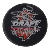 Seth Jones Signed 2013 NHL Draft Logo Hockey Puck Inscribed "#4 Pick" (Fanatics) at PristineAuction.com