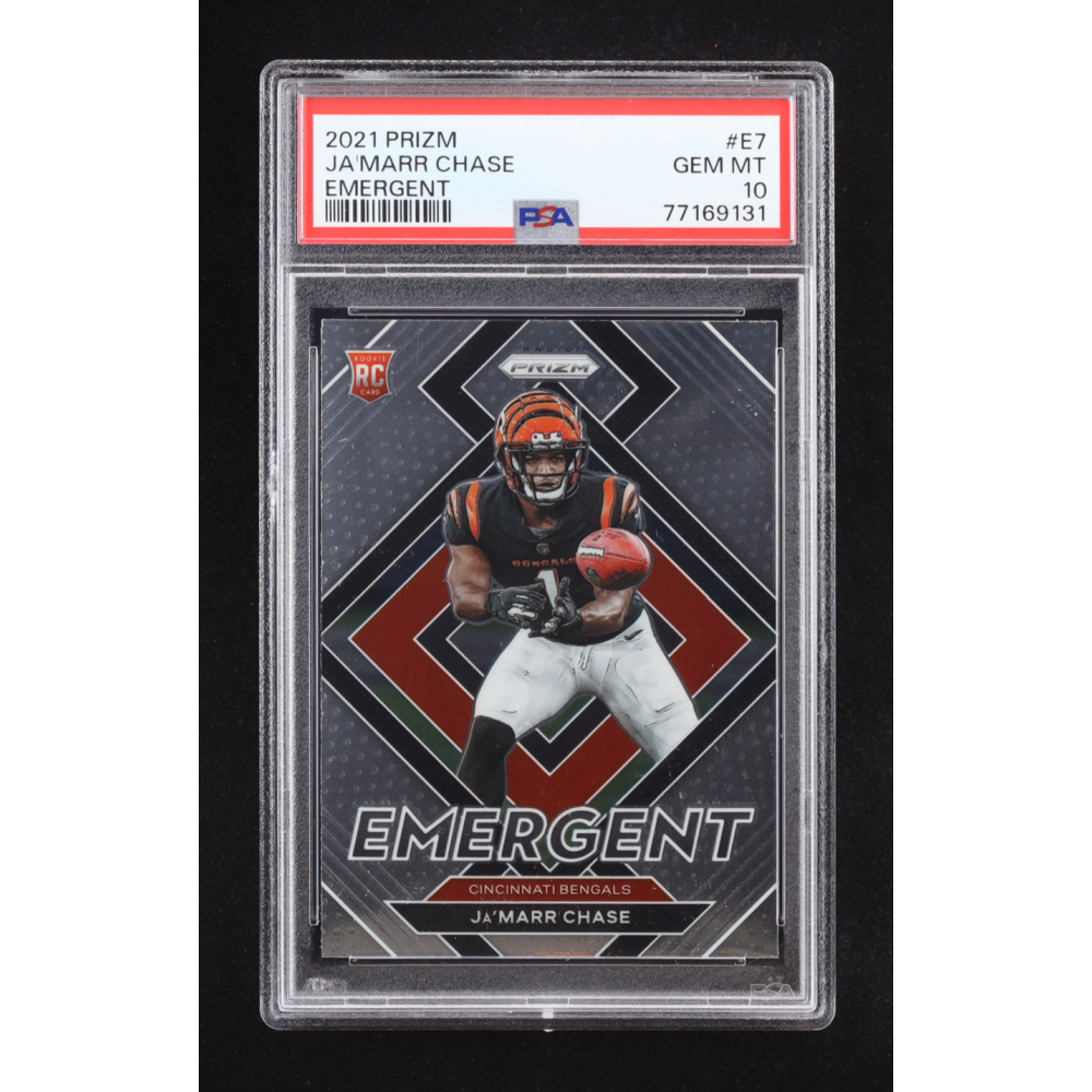 Ja'Marr Chase 2021 Panini Prizm Emergent #7 RC (PSA 10) at PristineAuction.com