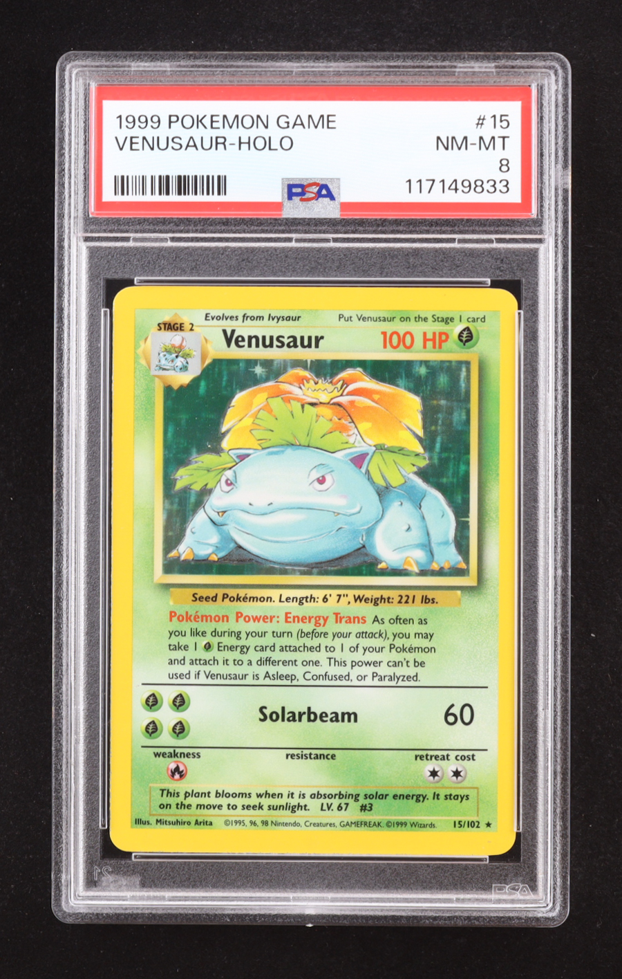 Venusaur 1999 Pokemon Base Unlimited #15 HOLO (PSA 8) at PristineAuction.com Venusaur 1999 Pokemon Base Unlimited #15 HOLO (PSA 8) at PristineAuction.com