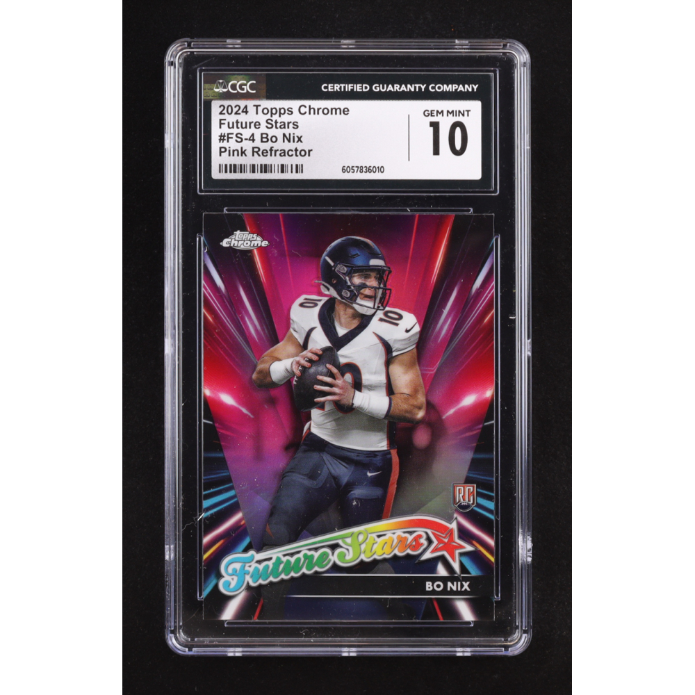 Bo Nix 2024 Topps Chrome Future Stars Pink Refractors #FS4 RC (CGC 10) at PristineAuction.com