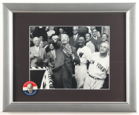 President Dwight Eisenhower First Pitch at Yankee Stadium Custom Framed Photo Display with Original Eisenhower Campaign Pin at PristineAuction.com