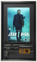 John Wick Chapter One Custom Framed Photo Display with Prop Replica Pistol & Set of (2) Coins at PristineAuction.com