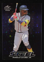Ronald Acuna Jr. 2023 Leaf Trinity Mega Box Steel Stars and Dots Blue #S64 #69/99 at PristineAuction.com