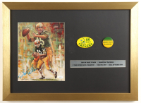 Bart Starr Signed Packers Custom Framed Art Print Display with Stat Plaque & (2) Lapel Pins (JSA) at PristineAuction.com