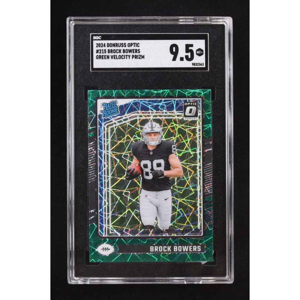 Brock Bowers 2024 Donruss Optic Green Velocity #215 RR RC (SGC 9.5) at PristineAuction.com