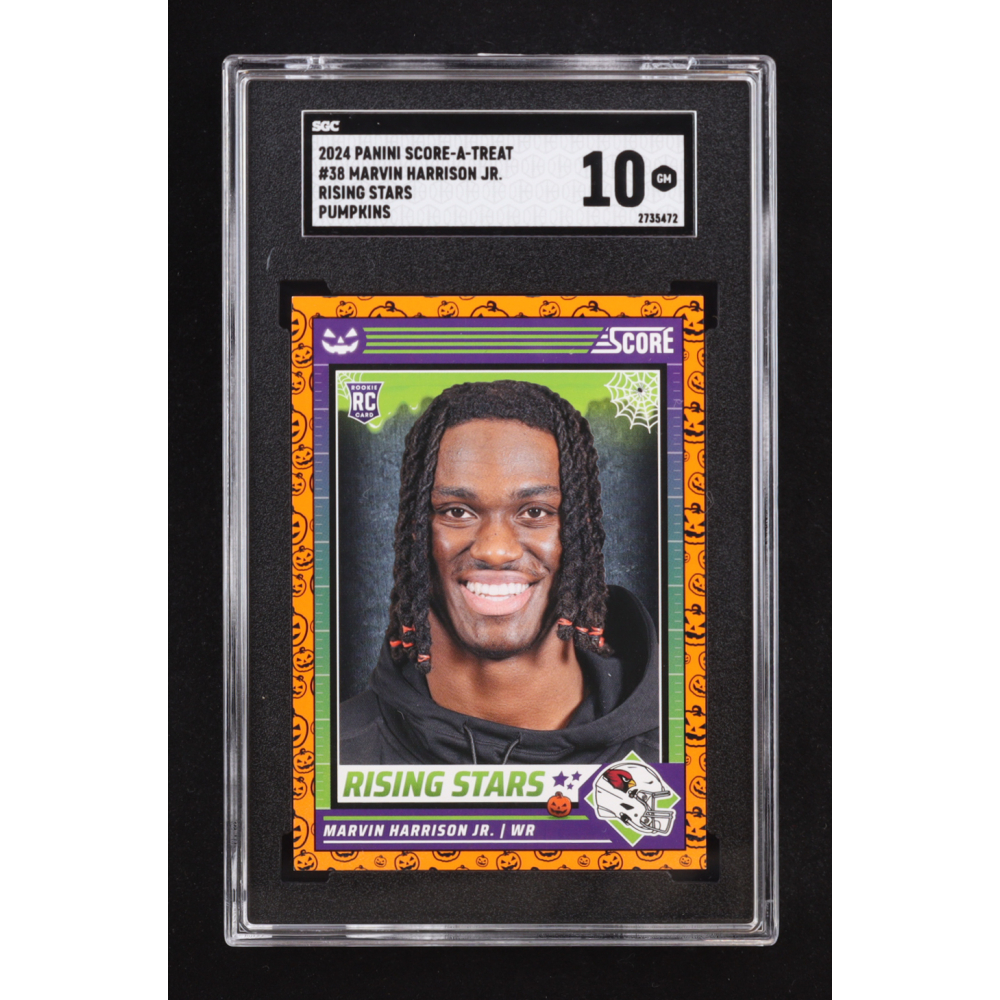 Marvin Harrison Jr. 2024 Score Halloween Rising Stars Pumpkin #38 RC (SGC 10) at PristineAuction.com