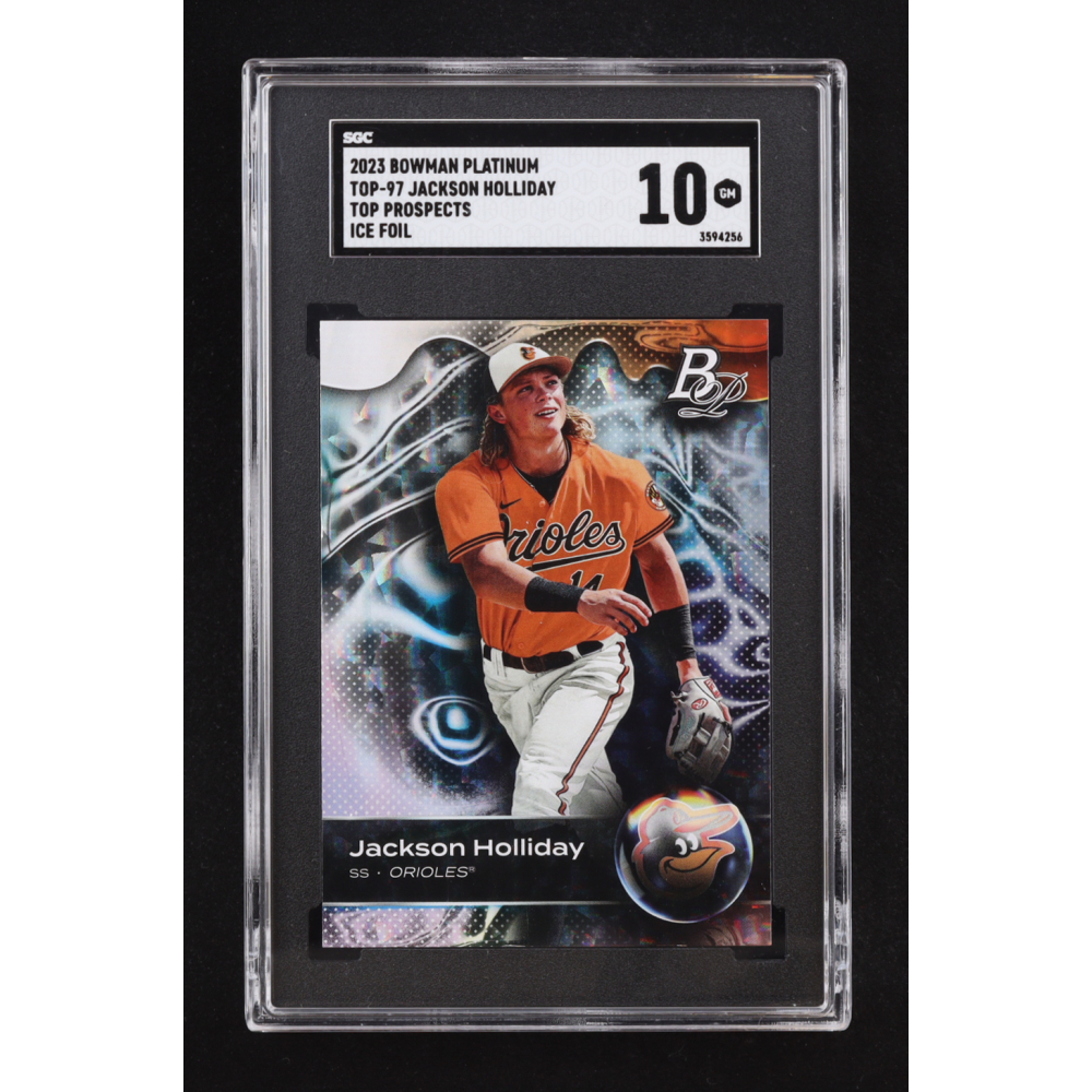 Jackson Holliday 2023 Bowman Platinum Top Prospects Ice Foil #TOP97 RC (SGC 10) at PristineAuction.com