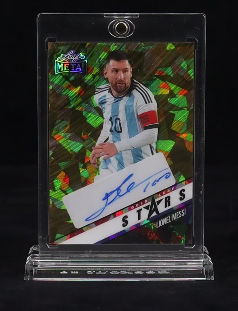Lionel Messi 2024 Leaf Metal Gold Leaf Stars Gold Crystal Autograph #GLSLM1 #1/1 at PristineAuction.com