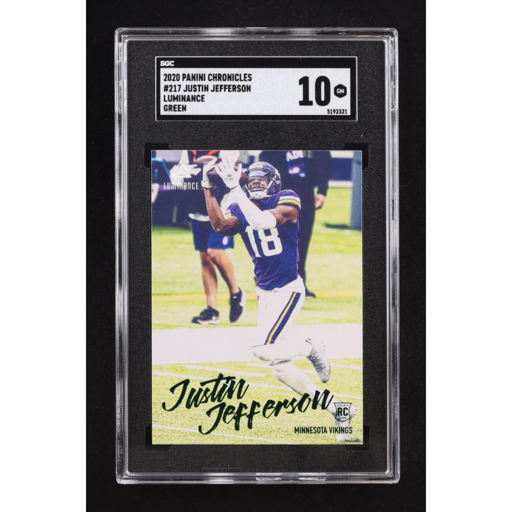 Justin Jefferson 2020 Panini Luminance Green #217 Chronicles RC (SGC 10) at PristineAuction.com