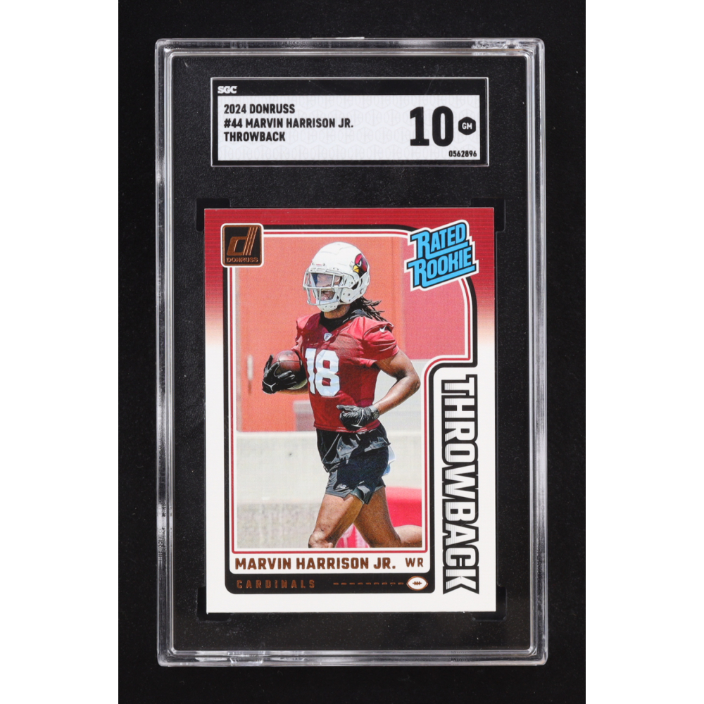 Marvin Harrison Jr. 2024 Donruss Rated Rookies Throwback #44 RC (SGC 10) at PristineAuction.com