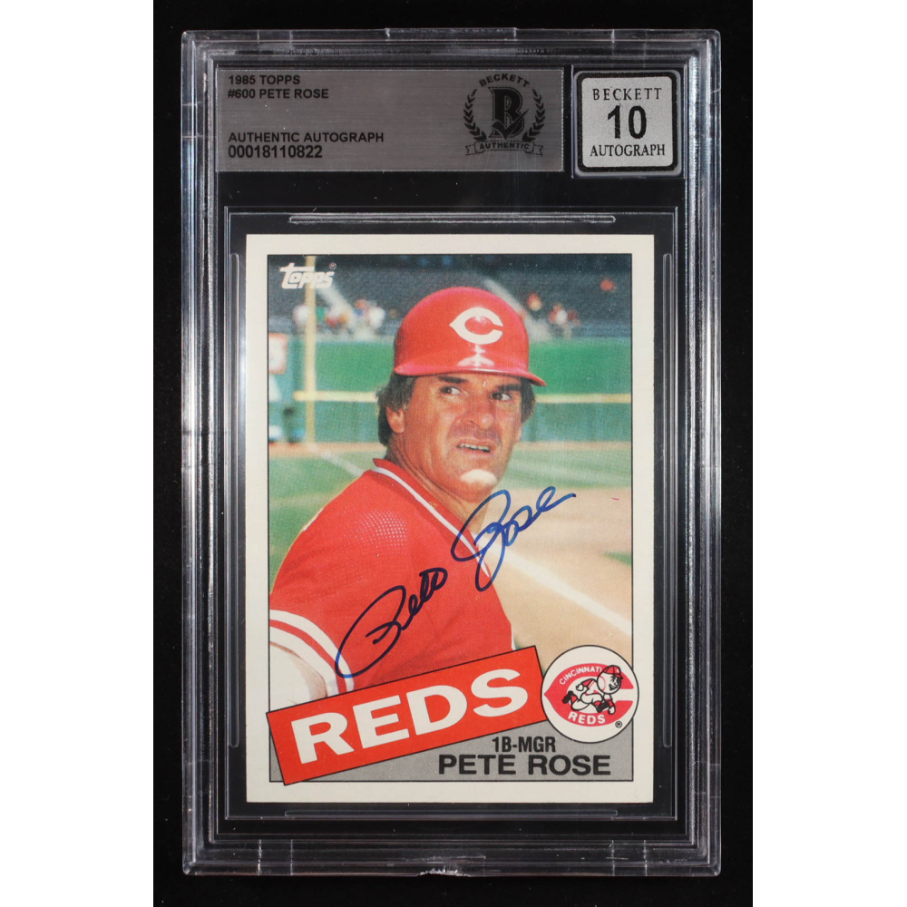 Pete Rose Signed 1985 Topps #600 (BGS | Autograph Grade 10) at PristineAuction.com