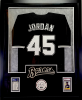 Michael Jordan Signed White Sox Custom Framed Golf Bag Tag with Jersey & LED Display (JSA) at PristineAuction.com