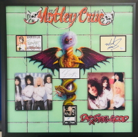 "Motley Crue" Custom Framed Cut & Card Display Band-Signed By (4) with Vince Neil, Tommy Lee, Nikki Sixx & Mick Mars (JSA) at PristineAuction.com