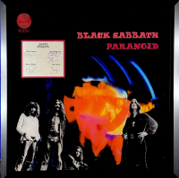"Black Sabbath" Custom Framed Cut Display Band-Signed By (4) with Ozzy Osbourne, Tony Iommi, Geezer Butler & Bill Ward (JSA) at PristineAuction.com