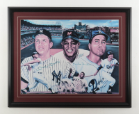Mickey Mantle, Willie Mays & Duke Snider Signed Custom Framed Art Print Display (JSA) at PristineAuction.com