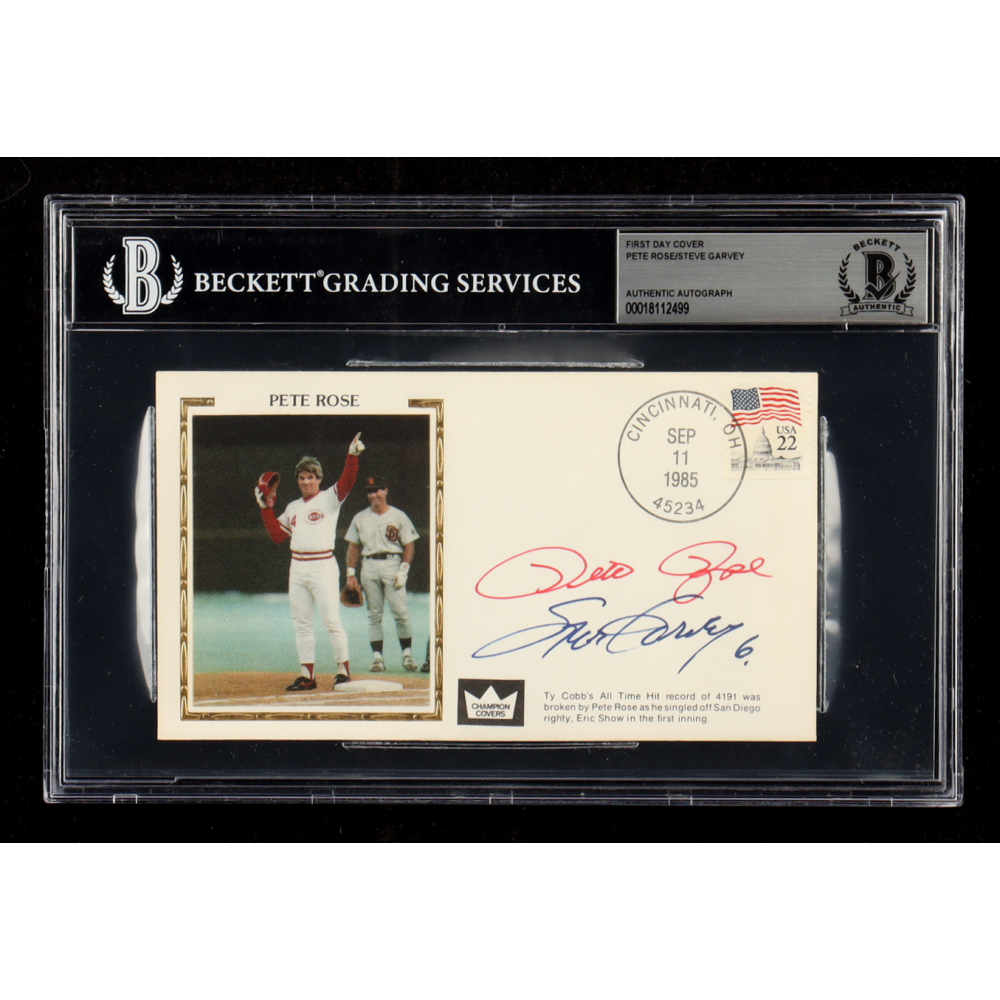 Pete Rose & Steve Garvey Signed 1985 FDC Envelope (Beckett | Auto Grade BGS Authentic) at PristineAuction.com