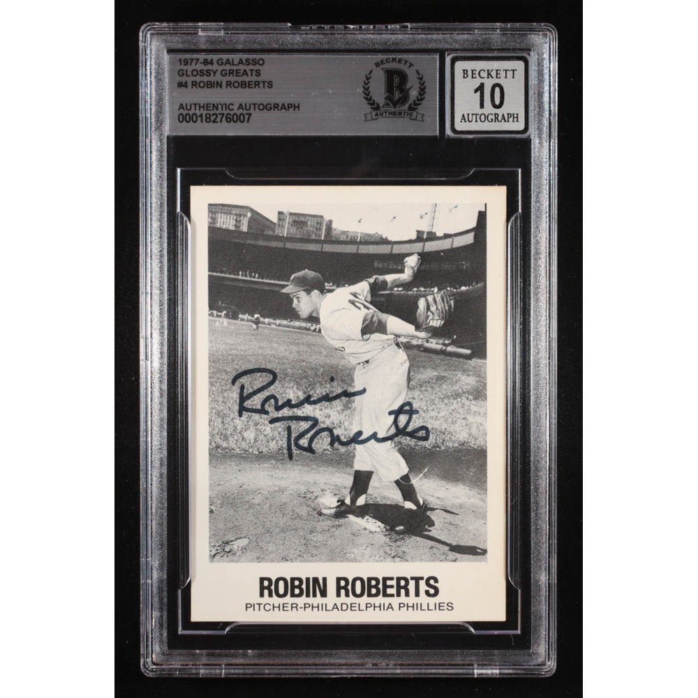 Robin Roberts Signed 1977-84 Galasso Glossy Greats #4 (BGS | Autograph Grade 10) at PristineAuction.com
