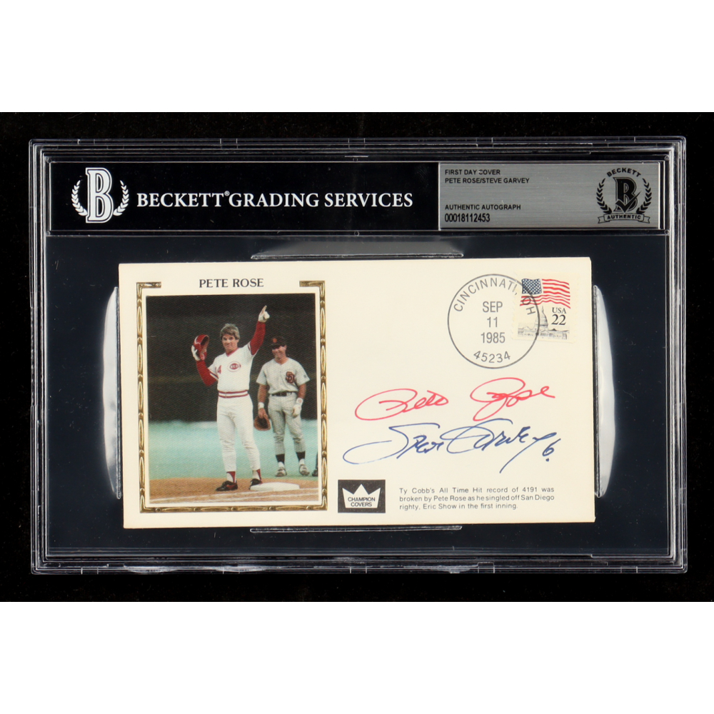 Pete Rose & Steve Garvey Signed 1985 FDC Envelope (Beckett | Auto Grade BGS Authentic) at PristineAuction.com
