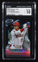 Shohei Ohtani 2023 Stadium Club Triumvirates #T27 (CGC 10) at PristineAuction.com