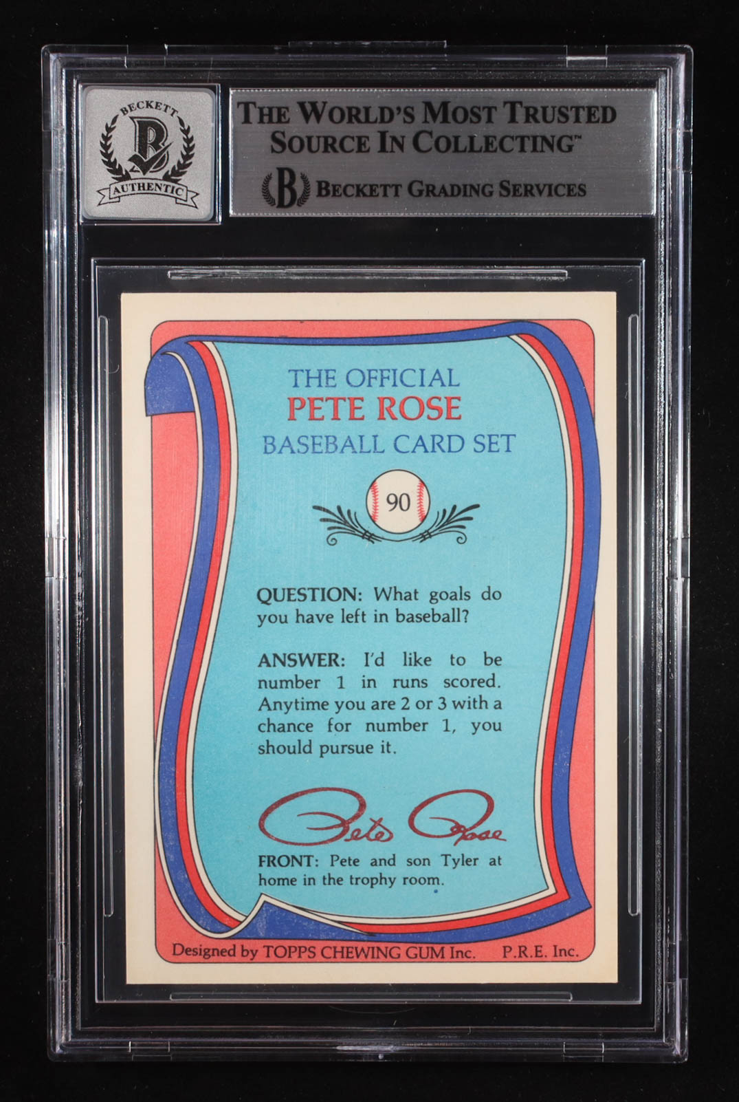 Pete Rose Signed 1985 Topps Rose #90 / Goals Left (BGS | Autograph Grade 10) at PristineAuction.com Pete Rose Signed 1985 Topps Rose #90 / Goals Left (BGS | Autograph Grade 10) at PristineAuction.com
