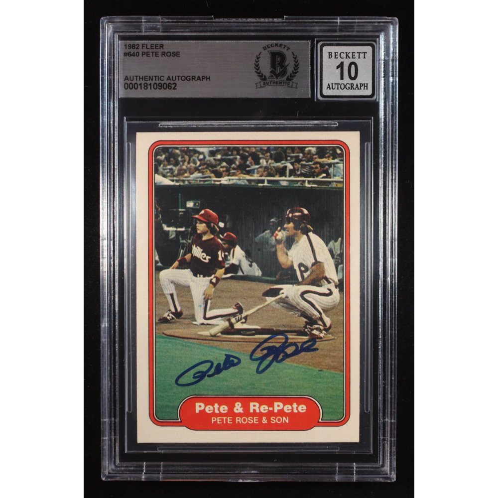 Pete Rose Signed 1982 Fleer #640 / Pete Rose Jr. (BGS | Autograph Grade 10) at PristineAuction.com