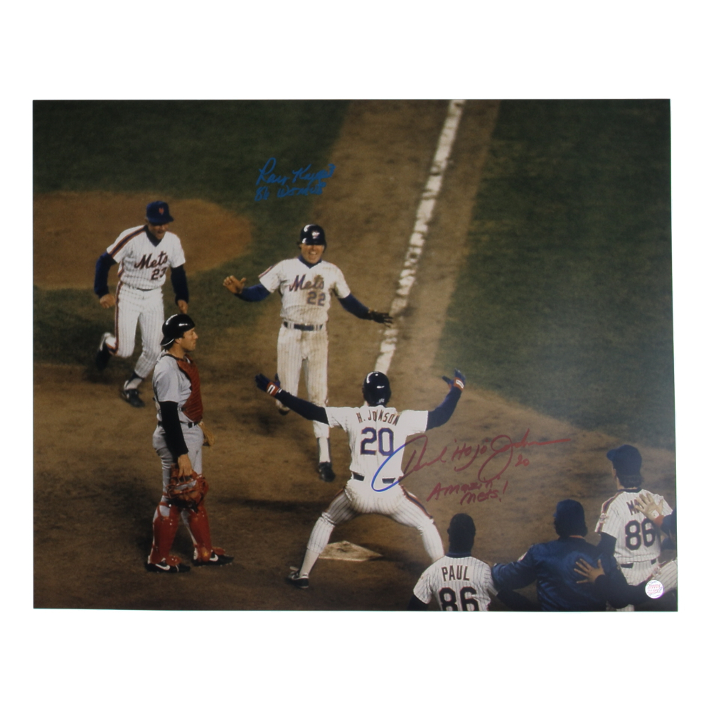 Howard Johnson & Ray Knight Signed Mets 16x20 Photo Inscribed "Amazin' Mets!" & "86 WS MVP" (AWM) at PristineAuction.com