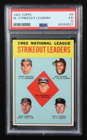 1963 Topps #9 NL Strikeout Leaders Don Drysdale / Sandy Koufax / Bob Gibson / Billy O'Dell / Dick Farrell (PSA 5) at PristineAuction.com