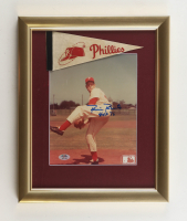 Robin Roberts Signed Phillies Custom Framed Photo Display with Vintage 1969 Phillies Felt Pennant Inscribed "HOF 76" (PSA) at PristineAuction.com