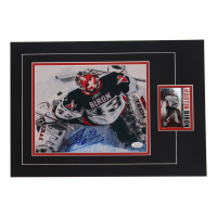 Martin Biron Signed Sabres Custom Matted Photo with Trading Card (JSA) at PristineAuction.com