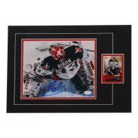 Martin Biron Signed Sabres Custom Matted Photo with Trading Card (JSA) at PristineAuction.com