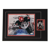 Martin Biron Signed Sabres Custom Matted Photo with Trading Card (JSA) at PristineAuction.com