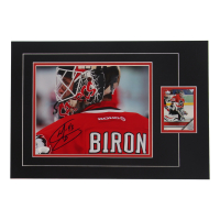 Martin Biron Signed Sabres Custom Matted Photo with Trading Card (JSA) at PristineAuction.com