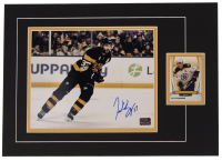 Patrice Bergeron Signed Bruins Custom Matted Photo with Trading Card (Bergeron) at PristineAuction.com