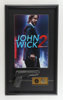 John Wick Chapter Two Custom Framed Photo Display with Prop Replica Pistol & Set of (2) Coins at PristineAuction.com