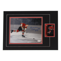 Bobby Hull Signed Blackhawks Custom Matted Photo with Trading Card (JSA) at PristineAuction.com