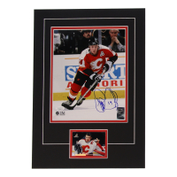 Theoren Fleury Signed Flames Custom Matted Photo with Trading Card (JSA) at PristineAuction.com