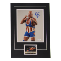 Kurt Angle Signed WWE Custom Matted Photo with Trading Card (JSA) at PristineAuction.com