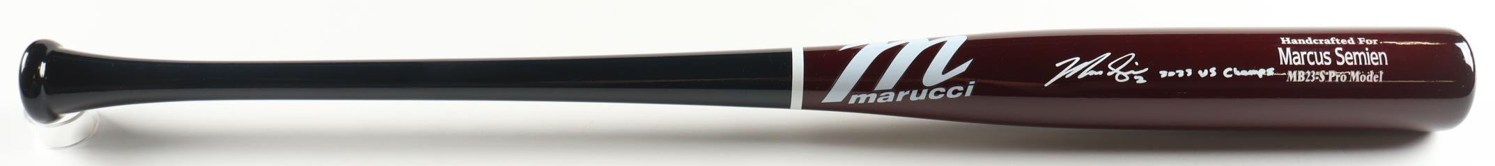 Marcus Semien Signed Marucci Player Model Baseball Bat Inscribed "2023 WS Champs" (Beckett) at PristineAuction.com Marcus Semien Signed Marucci Player Model Baseball Bat Inscribed "2023 WS Champs" (Beckett) at PristineAuction.com