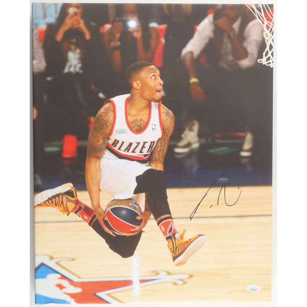 Damian Lillard Signed Trail Blazers Custom Canvas Display (JSA) at PristineAuction.com