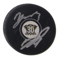 Lukas Dostal & Mason McTavish Signed Ducks Logo Hockey Puck (JSA) at PristineAuction.com