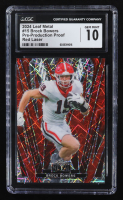 Brock Bowers 2024 Leaf Metal Laser Red Pre-Production Proof #15 RC #1/1 (CGC 10) at PristineAuction.com