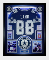 CeeDee Lamb Signed Cowboys Custom Framed Nike Limited Jersey with LED Display & (2) PSA 10 Graded Rookie Cards (Fanatics) at PristineAuction.com