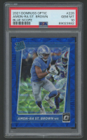 Amon-Ra St. Brown 2021 Donruss Optic Blue Scope #228 RR RC (PSA 10) at PristineAuction.com
